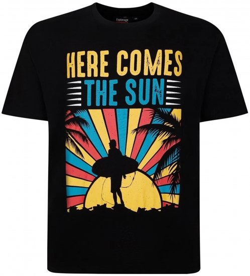 Espionage T421 Here Comes The Sun Printed T-Shirt Black - T-skjorter med trykk i store størrelser - T-skjorter med trykk i store størrelser