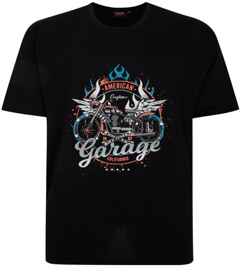 Espionage T426 Garage Printed T-Shirt Black - T-skjorter med trykk i store størrelser - T-skjorter med trykk i store størrelser