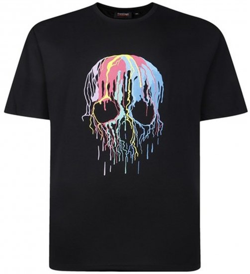 Espionage T445 Dripping Skull Printed T-Shirt Black - T-skjorter med trykk i store størrelser - T-skjorter med trykk i store størrelser