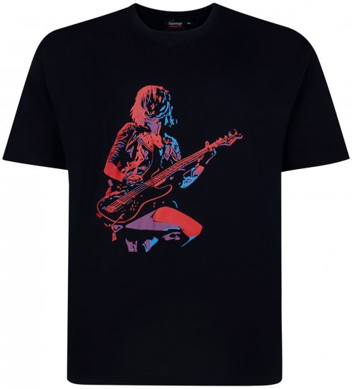 Espionage T454 Abstract Guitarist Printed T-Shirt Navy - T-skjorter med trykk i store størrelser - T-skjorter med trykk i store størrelser