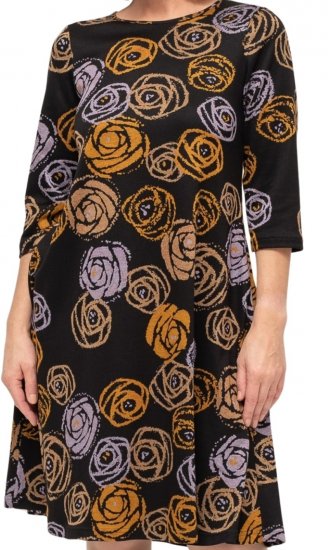 Scandinavian Caramel Flower Petals Dress Lavender and Orange - DAMEKLÆR 40-66 - Dameklær i store størrelser