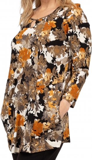 Scandinavian Caramel Flower Petals Tunic Orange and Brown - Trykket T-skjorter for dame - 