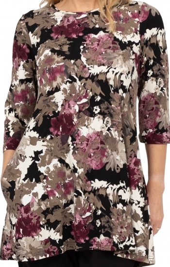 Scandinavian Caramel Flower Petals Tunic Brown - Trykket T-skjorter for dame - 
