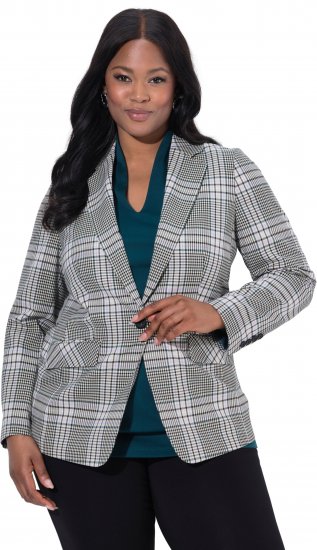 Ulla Popken Rutete Blazer Grønn - Blazere - 
