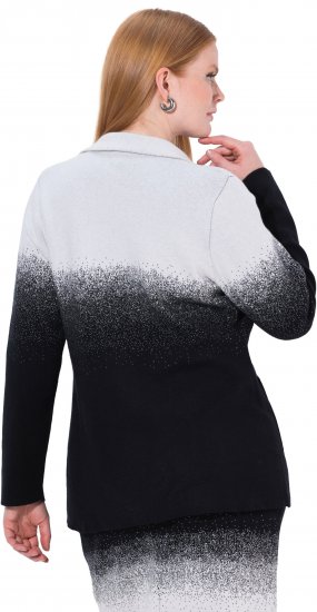 Ulla Popken Strikket Blazer med Fargeovergang Svart/Hvit - Blazere - 