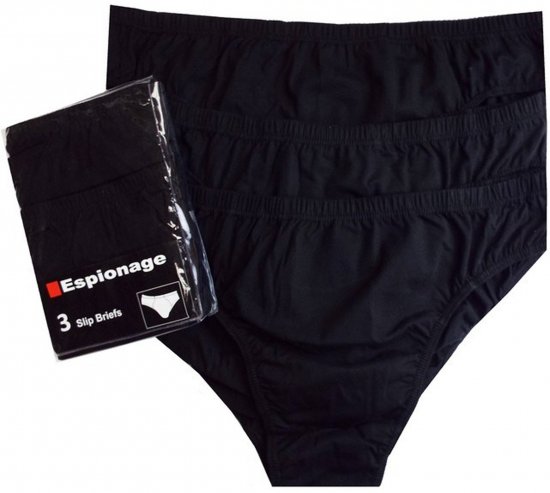 Espionage U002 3-Pack Slip Briefs Black - Herretrusser - Truser i store størrelser