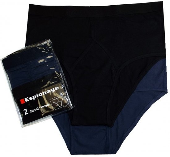 Espionage U003 2-Pack Y-Front Briefs Black/Navy - Herretrusser - Truser i store størrelser