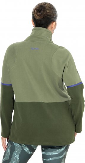 Ulla Popken Two-Tone ZIp Front Pocket Sweatshirt Olive Green - Hettegensere og collegegensere - 