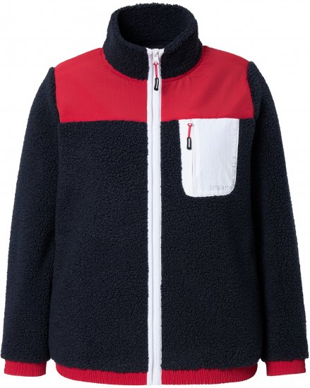 Ulla Popken Color Block Teddy Fleece Jacket Navy - Hettegensere og collegegensere - Myke gensere, hettegensere og strikk