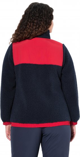 Ulla Popken Color Block Teddy Fleece Jacket Navy - Hettegensere og collegegensere - Myke gensere, hettegensere og strikk