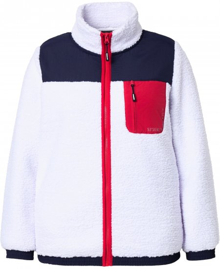 Ulla Popken Color Block Teddy Fleece Jacket Snow White - Hettegensere og collegegensere - Myke gensere, hettegensere og strikk
