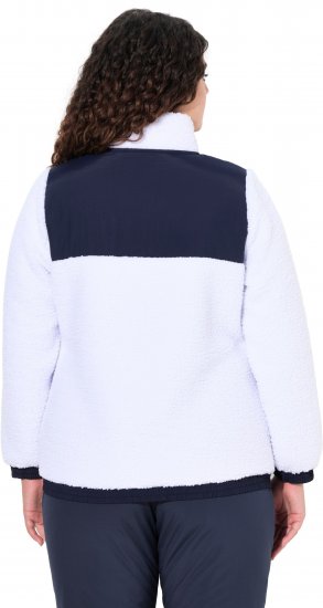 Ulla Popken Color Block Teddy Fleece Jacket Snow White - Hettegensere og collegegensere - Myke gensere, hettegensere og strikk