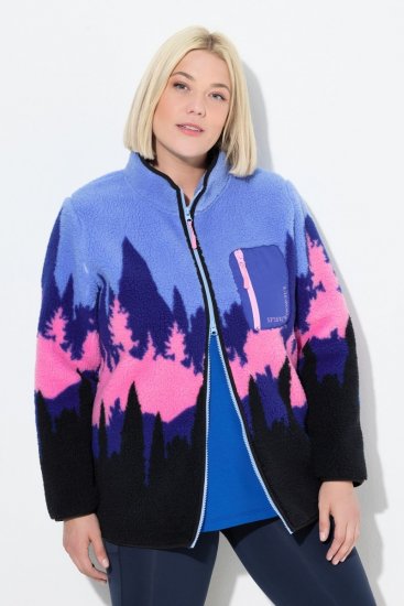 Ulla Popken Alpine Landscape Fleece Jacket Cloud Blue - Hettegensere og collegegensere - Myke gensere, hettegensere og strikk