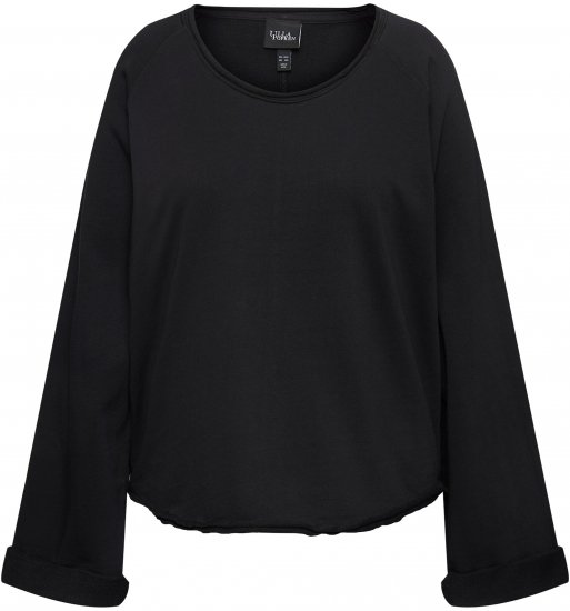 Ulla Popken Rolled Edge Long Sleeve Sweatshirt Black - Hettegensere og collegegensere - Myke gensere, hettegensere og strikk