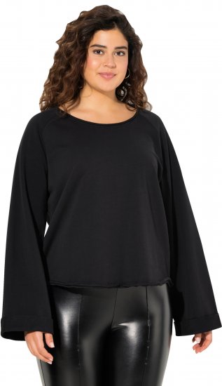 Ulla Popken Rolled Edge Long Sleeve Sweatshirt Black - Hettegensere og collegegensere - Myke gensere, hettegensere og strikk