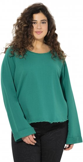Ulla Popken Rolled Edge Long Sleeve Sweatshirt Emerald Green - Hettegensere og collegegensere - 