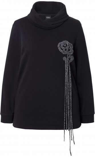Ulla Popken Ribbon Detail Turtleneck Sweatshirt Black - Hettegensere og collegegensere - 