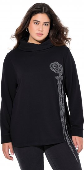 Ulla Popken Ribbon Detail Turtleneck Sweatshirt Black - Hettegensere og collegegensere - 