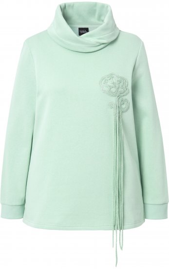 Ulla Popken Ribbon Detail Turtleneck Sweatshirt Mint Green - Hettegensere og collegegensere - Myke gensere, hettegensere og strikk