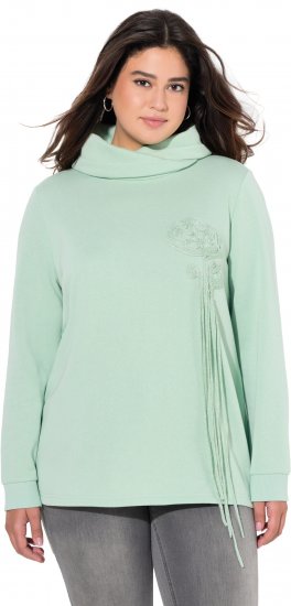 Ulla Popken Ribbon Detail Turtleneck Sweatshirt Mint Green - Hettegensere og collegegensere - Myke gensere, hettegensere og strikk