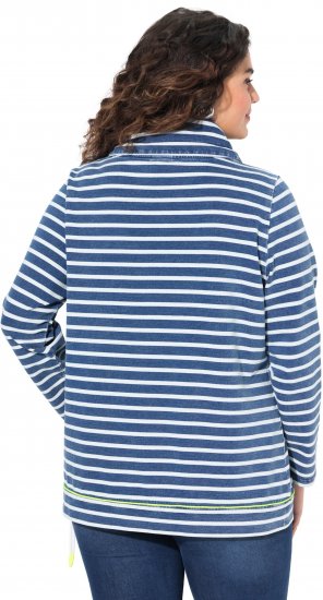 Ulla Popken Striped Turtleneck Neon Detail Sweatshirt Indigo Denim - Hettegensere og collegegensere - Myke gensere, hettegensere og strikk