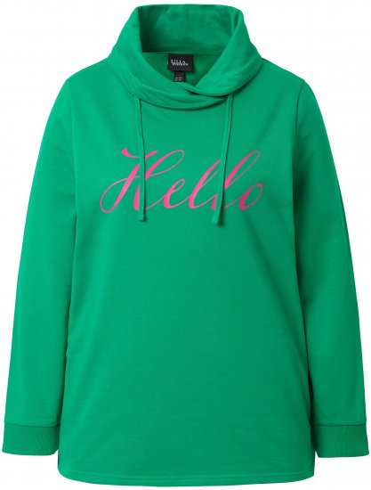 Ulla Popken HELLO Classic Fit Stand-Up Collar Sweatshirt Emerald Green - Hettegensere og collegegensere - Myke gensere, hettegensere og strikk