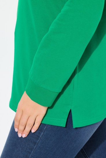 Ulla Popken HELLO Classic Fit Stand-Up Collar Sweatshirt Emerald Green - Hettegensere og collegegensere - Myke gensere, hettegensere og strikk