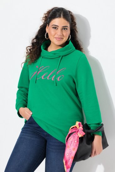 Ulla Popken HELLO Classic Fit Stand-Up Collar Sweatshirt Emerald Green - Hettegensere og collegegensere - Myke gensere, hettegensere og strikk