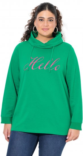 Ulla Popken HELLO Classic Fit Stand-Up Collar Sweatshirt Emerald Green - Hettegensere og collegegensere - Myke gensere, hettegensere og strikk