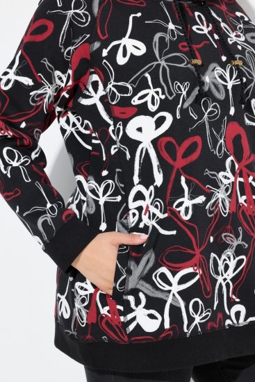 Ulla Popken Ribbon Print Turtleneck Sweatshirt Black - Hettegensere og collegegensere - Myke gensere, hettegensere og strikk