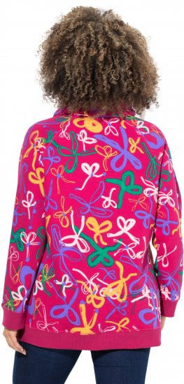 Ulla Popken Ribbon Print Turtleneck Sweatshirt Cherry Red - Hettegensere og collegegensere - Myke gensere, hettegensere og strikk