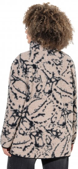 Ulla Popken Marble Print Teddy Fleece Jacket Dark Putty - Hettegensere og collegegensere - Myke gensere, hettegensere og strikk