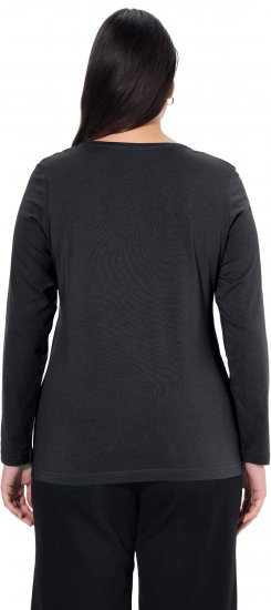 Ulla Popken Basic Round Neck Long Sleeve Slim Fit Cotton Tee Black - T-skjorter - 