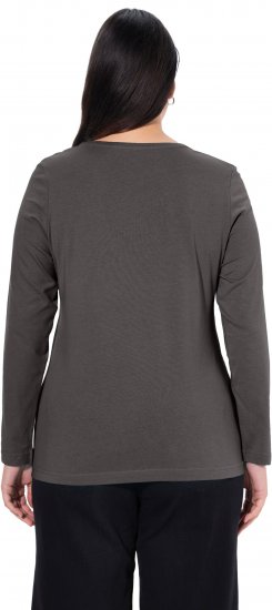 Ulla Popken Basic Round Neck Long Sleeve Slim Fit Cotton Tee Graphite Grey - T-skjorter - 