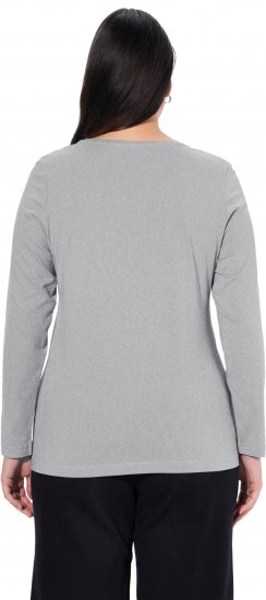 Ulla Popken Basic Round Neck Long Sleeve Slim Fit Cotton Tee Light Grey Melange - T-skjorter - 