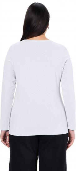 Ulla Popken Basic Round Neck Long Sleeve Slim Fit Cotton Tee Snow White - Skjørt - Skjørt i store størrelser