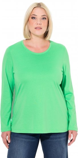 Ulla Popken Basic Round Neck Long Sleeve Slim Fit Cotton Tee Mint Green - T-skjorter - 