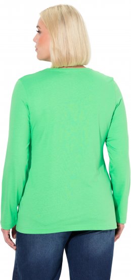 Ulla Popken Basic Round Neck Long Sleeve Slim Fit Cotton Tee Mint Green - T-skjorter - 