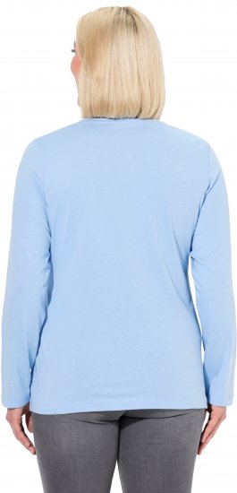 Ulla Popken Basic Round Neck Long Sleeve Slim Fit Cotton Tee Light Blue - T-skjorter - 