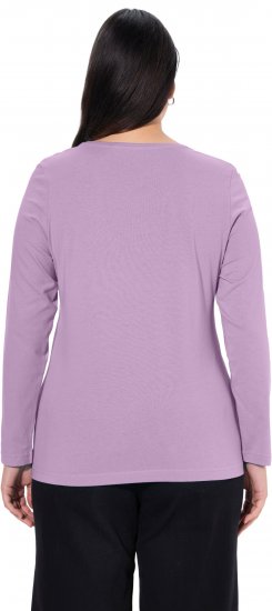 Ulla Popken Basic Round Neck Long Sleeve Slim Fit Cotton Tee Lavender - T-skjorter - 