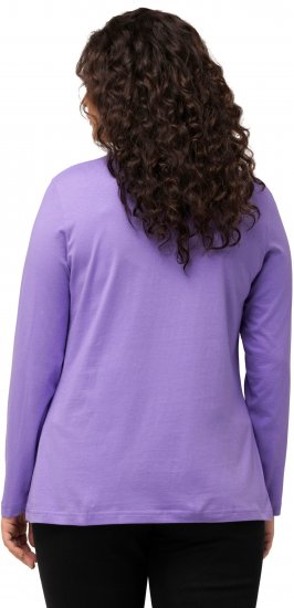 Ulla Popken Basic Round Neck Long Sleeve Slim Fit Cotton Tee Pale Lilac - T-skjorter - 