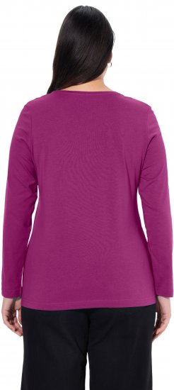 Ulla Popken Basic Round Neck Long Sleeve Slim Fit Cotton Tee Berry - T-skjorter - 