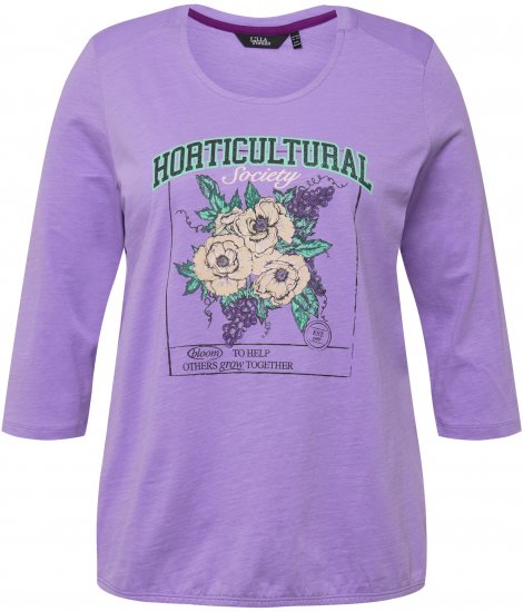 Ulla Popken Horticultural Graphic Floral Tee Pale Lilac - Trykket T-skjorter for dame - 