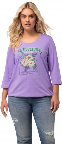 Ulla Popken Horticultural Graphic Floral Tee Pale Lilac - Trykket T-skjorter for dame - 