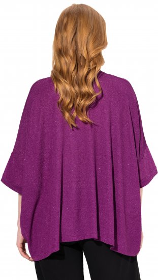 Ulla Popken Sparkling Draped Collared Tee Mulberry - Trykket T-skjorter for dame - 