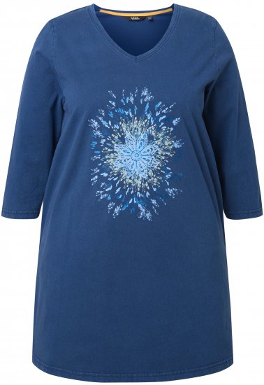 Ulla Popken Dandelion Short Sleeve Graphic Tee Ink Blue - Trykket T-skjorter for dame - 