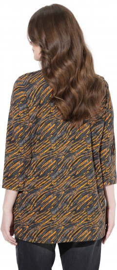 Ulla Popken Graphic Print 3/4 Sleeve Tee Neon Orange - Trykket T-skjorter for dame - 