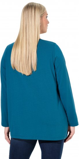 Ulla Popken Fawn Long Sleeve Graphic Tee Teal - Trykket T-skjorter for dame - 