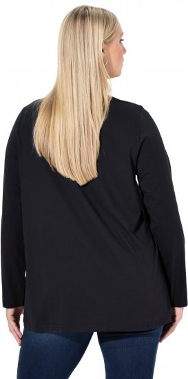 Ulla Popken Sequined Puppy Long Sleeve Graphic Tee Black - Trykket T-skjorter for dame - 