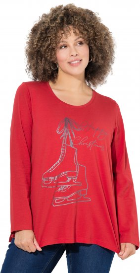 Ulla Popken Holiday Long Sleeve Graphic Tee Salsa Red - Trykket T-skjorter for dame - 